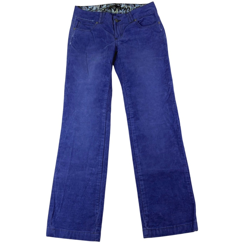 Prana 2 Short Blue Micro Corduroy Pants Straight Leg Organic Cotton Preppy Boho